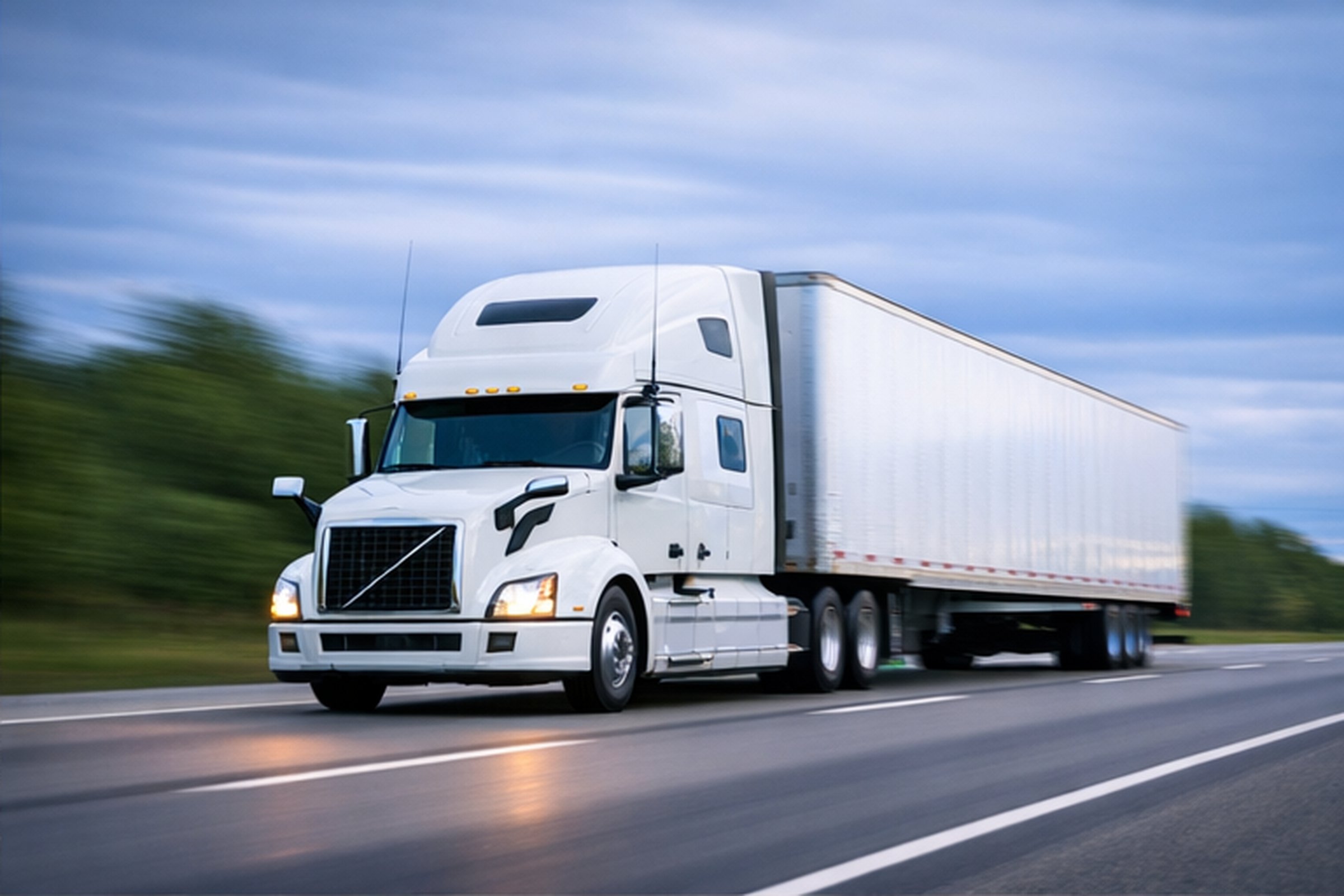 Semi truck driving on highway